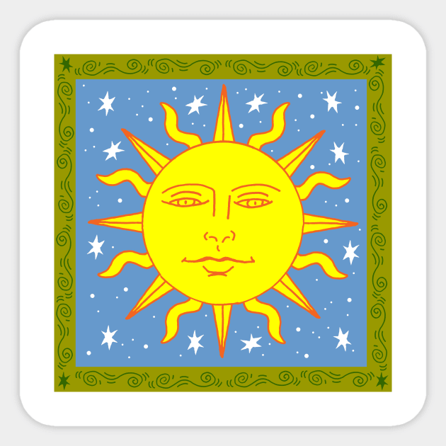 The Sun Sticker by funkyfolkart